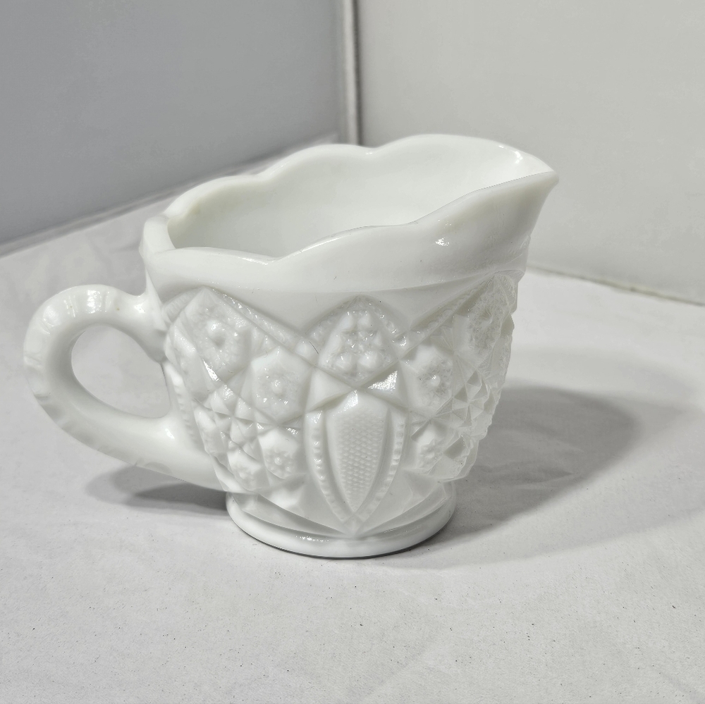 Vintage White Milk Glass McKee Toltec Creamer